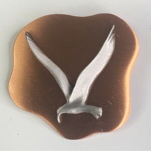 Vintage copper seagull bird pin silver tone Modernist